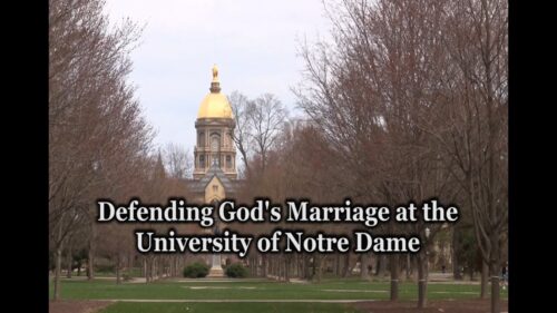 Original footage.  Notre Dame police tell young Catholics promoting traditional on campus to shut down their table.  

http://www.tfpstudentaction.org/what-we-do/news-and-updates/young-catholics-not-welcome-at-notre-dame-shut-down-for-promoting-real-marriage.html

South Bend, Indiana: Young volunteers with Tradition Family Property Student Action were ordered to "cease and desist" promoting traditional marriage at the University of Notre Dame on Friday, April 25.

"Permission to have a table had been granted through an officially recognized on-campus student group," said TFP Student Action director John Ritchie.  "But that permission was revoked for some odd reason.  Police officers arrived soon after we started giving out pro-family literature and cut the event short, informing us that we were no longer welcome to talk to students about the importance of preserving the sanctity of marriage between 1 man and 1 woman, which fully agrees with 2,000 years of Catholic teaching," Ritchie explained.