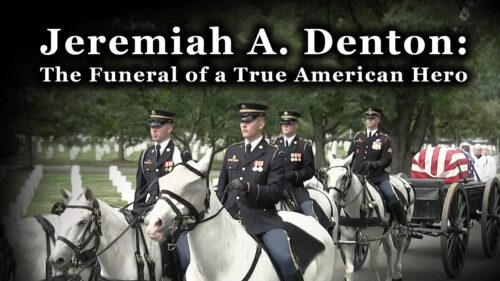 One of America's finest men, Admiral Jeremiah A. Denton, Jr., US Navy (Ret) was laid to rest on July 22, 2014 at Arlington National Cemetery.  His noble, courageous and patriotic conduct under extreme torture as a POW in Vietnam continues to inspire a nation that is grateful to God for having given America such a hero.  As a U.S. Senator, staunch anti-communist, and faithful Catholic, he firmly opposed abortion and stood up for traditional moral values and defended the cornerstone of society: the family.